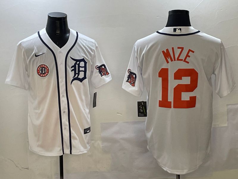 Men Detroit Tigers #12 Mize White Game 2025 Nike MLB Jersey style 3134